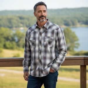 WRANGLER Western Fashion Pearl Snap Shirt Mens Long Sleeve Multi Color Plaid 2XL